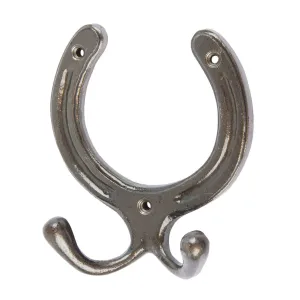 100mm x 110mm Horse Shoe Double Coat Hook - By Hammer & Tongs