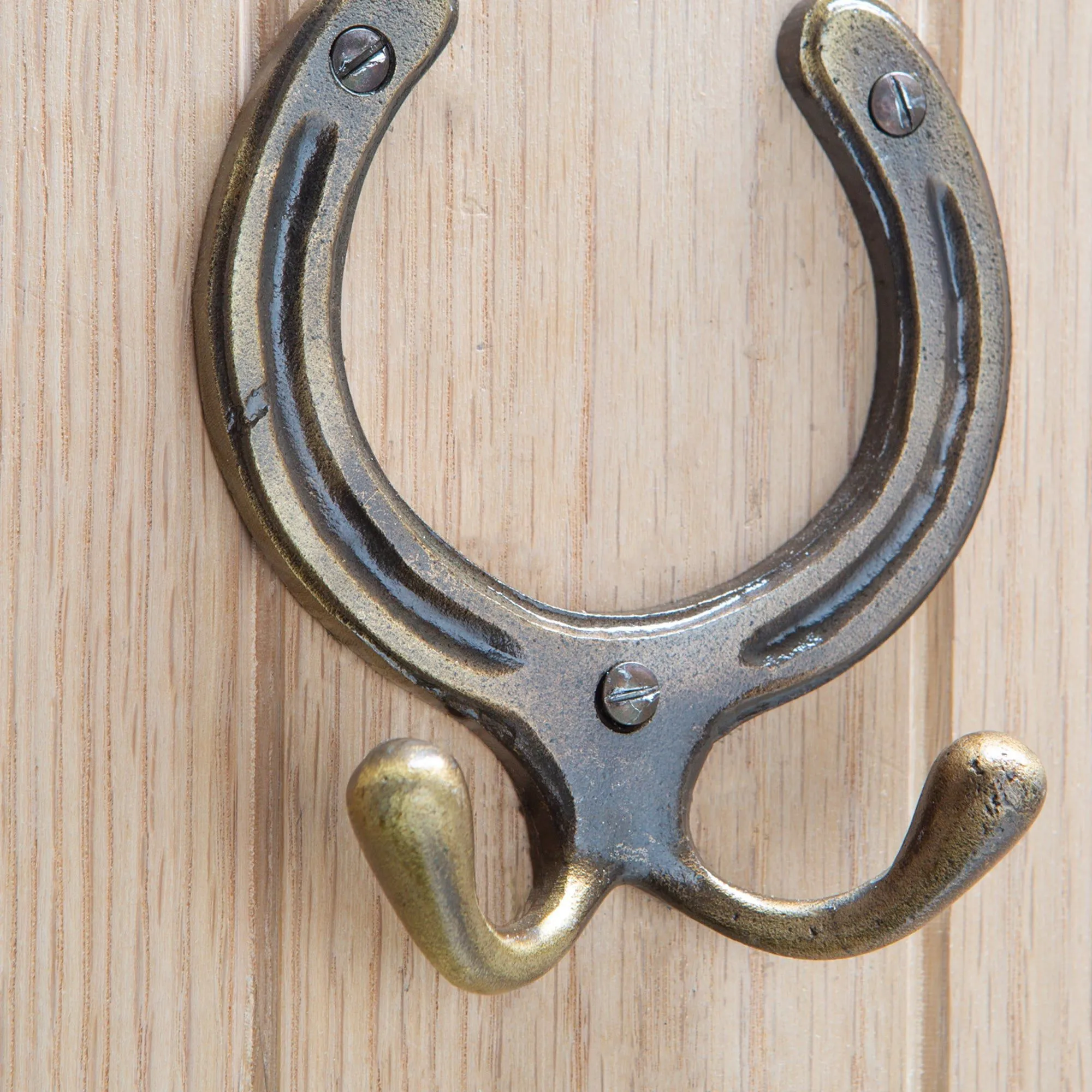 100mm x 110mm Horse Shoe Double Coat Hook - By Hammer & Tongs