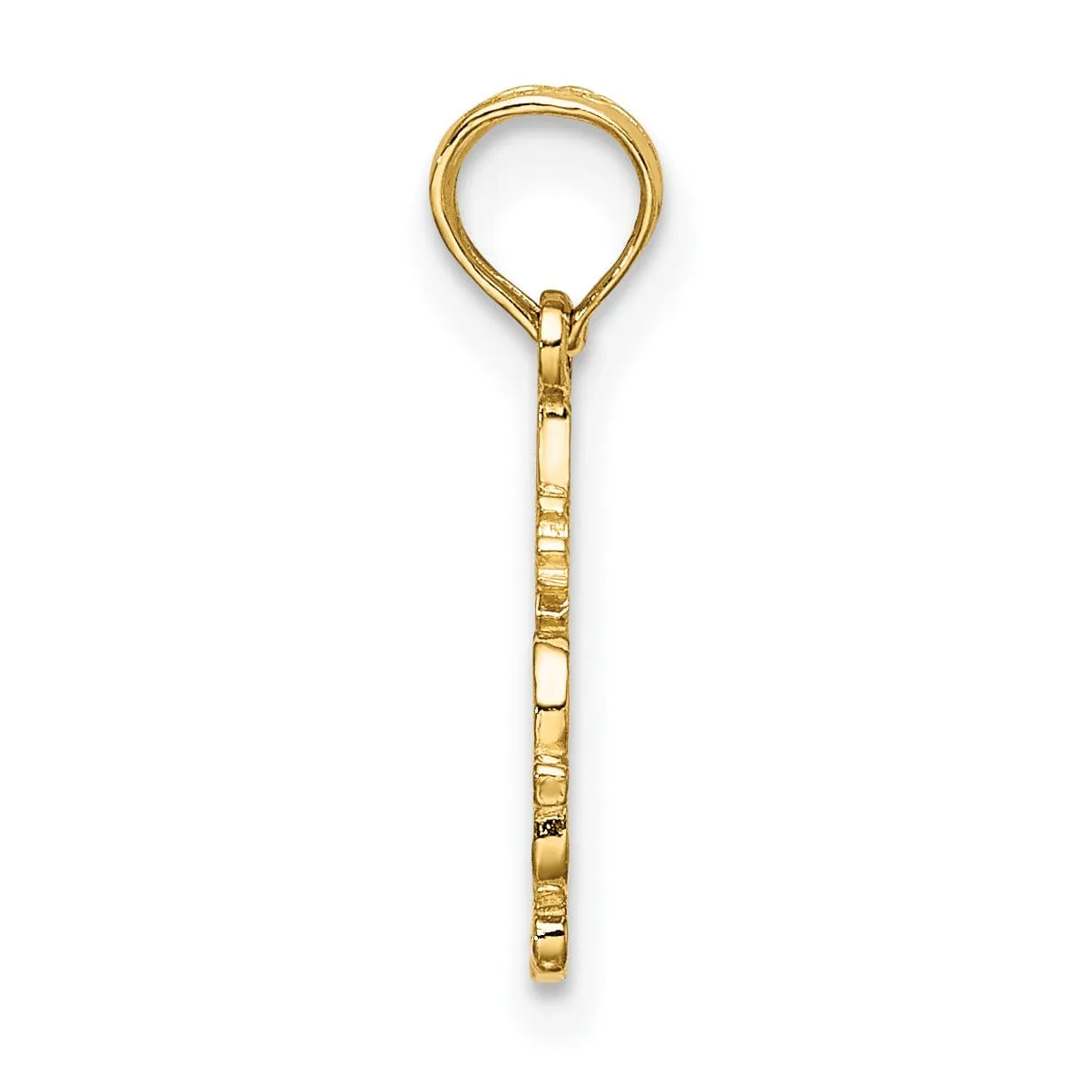14k Yellow Gold Textured Polished Finish #1 STYLIST Charm Pendant