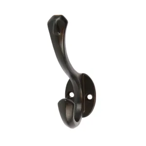25mm x 85mm Black Bevelled End Hat & Coat Hook - By Hammer & Tongs