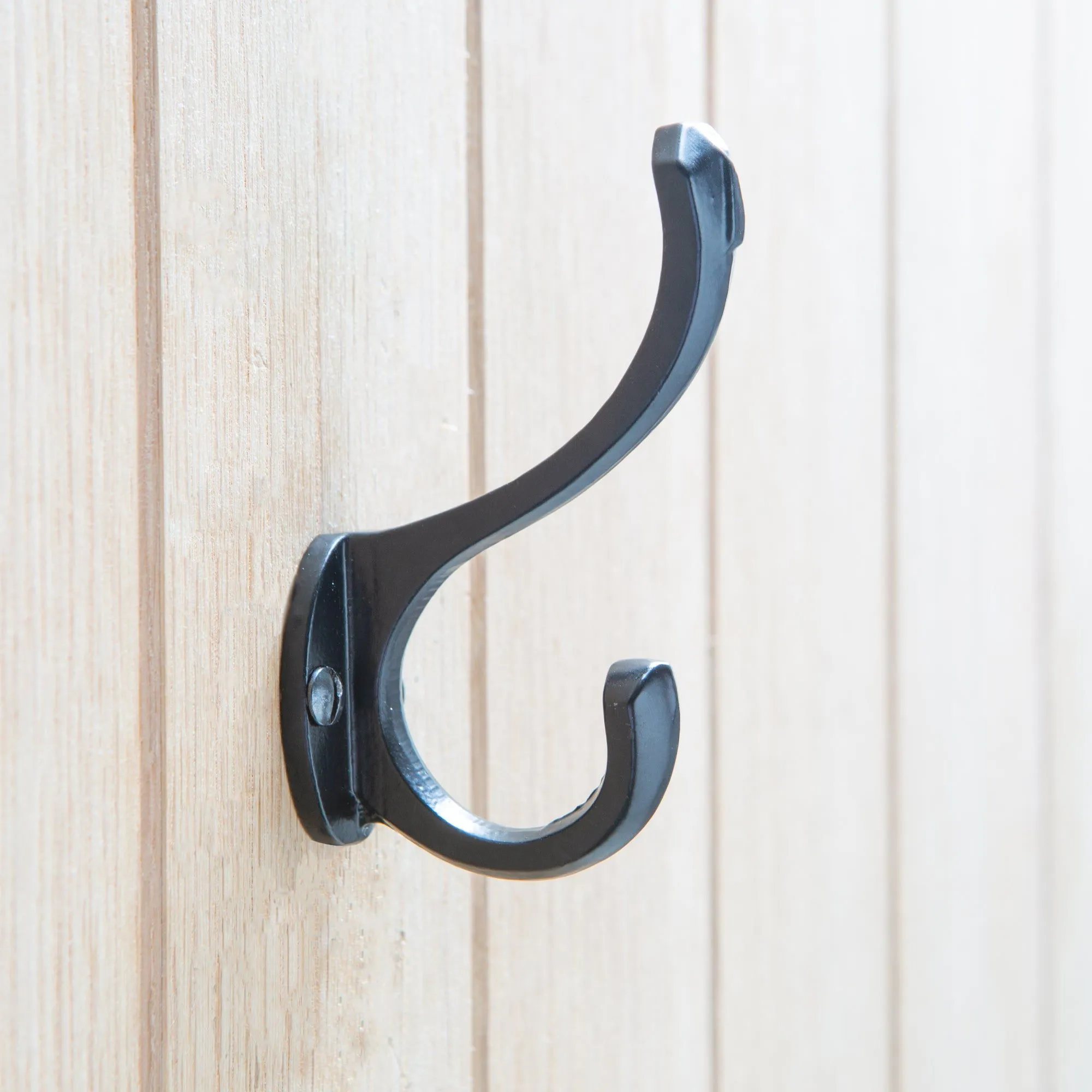 25mm x 85mm Black Bevelled End Hat & Coat Hook - By Hammer & Tongs