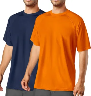2Pack Rash Guard for Men Short Sleeve UPF50  UV Swim Shirts Dry Fit Beach Water Activewear Athletic Sports Mens Clothing