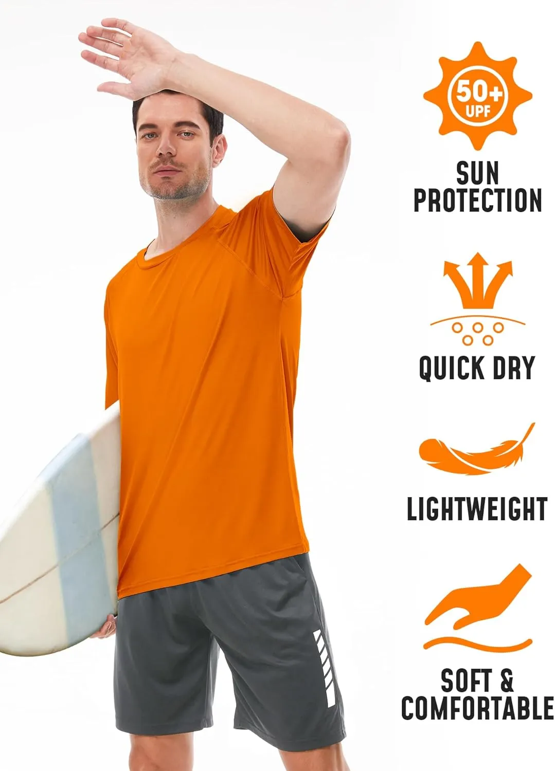 2Pack Rash Guard for Men Short Sleeve UPF50  UV Swim Shirts Dry Fit Beach Water Activewear Athletic Sports Mens Clothing