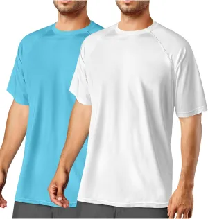 2Pack Rash Guard for Men Short Sleeve UPF50  UV Swim Shirts Dry Fit Beach Water Activewear Athletic Sports Mens Clothing