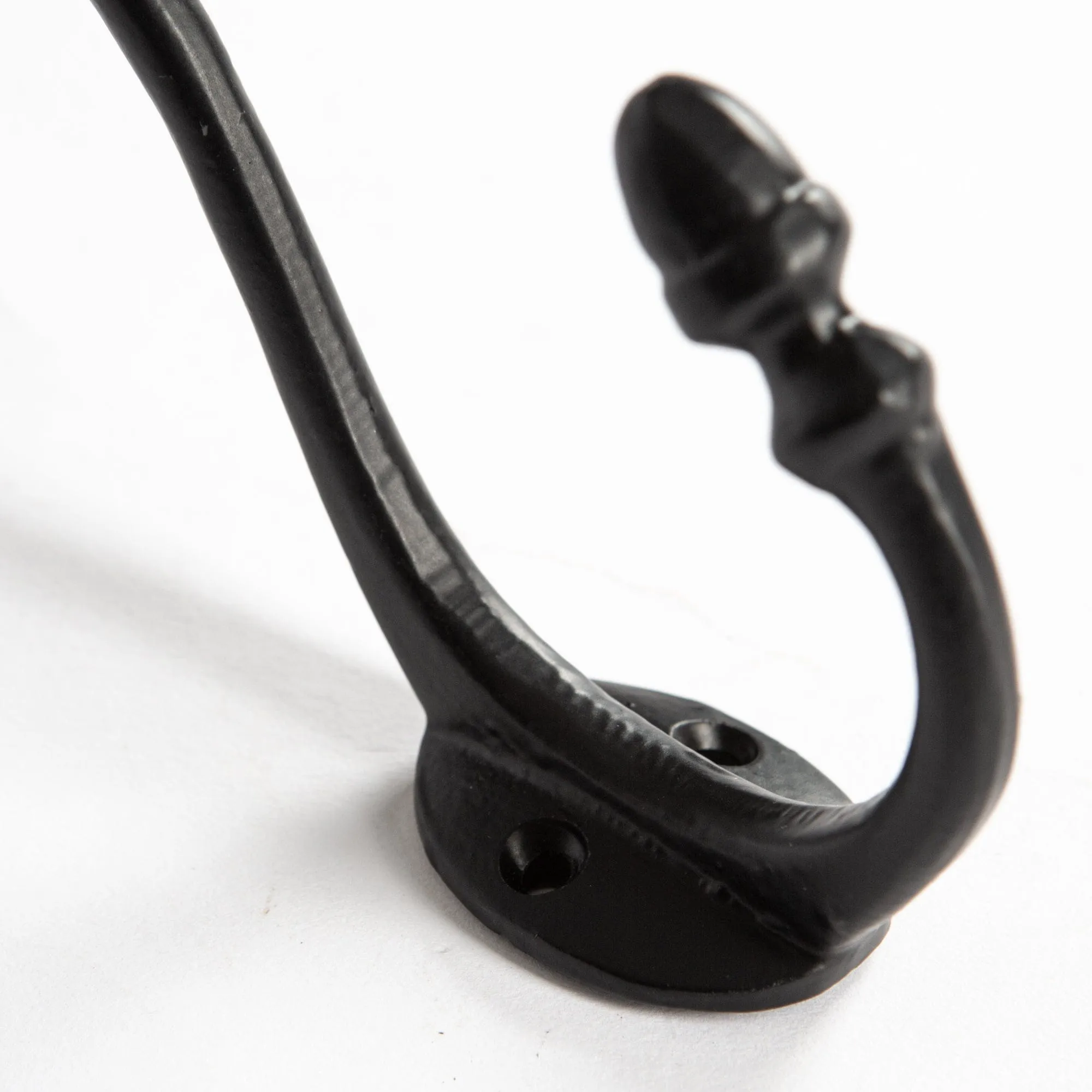 30mm x 135mm Black Antique Deco Hat & Coat Hook - By Hammer & Tongs