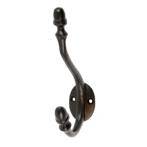 30mm x 135mm Black Antique Deco Hat & Coat Hook - By Hammer & Tongs