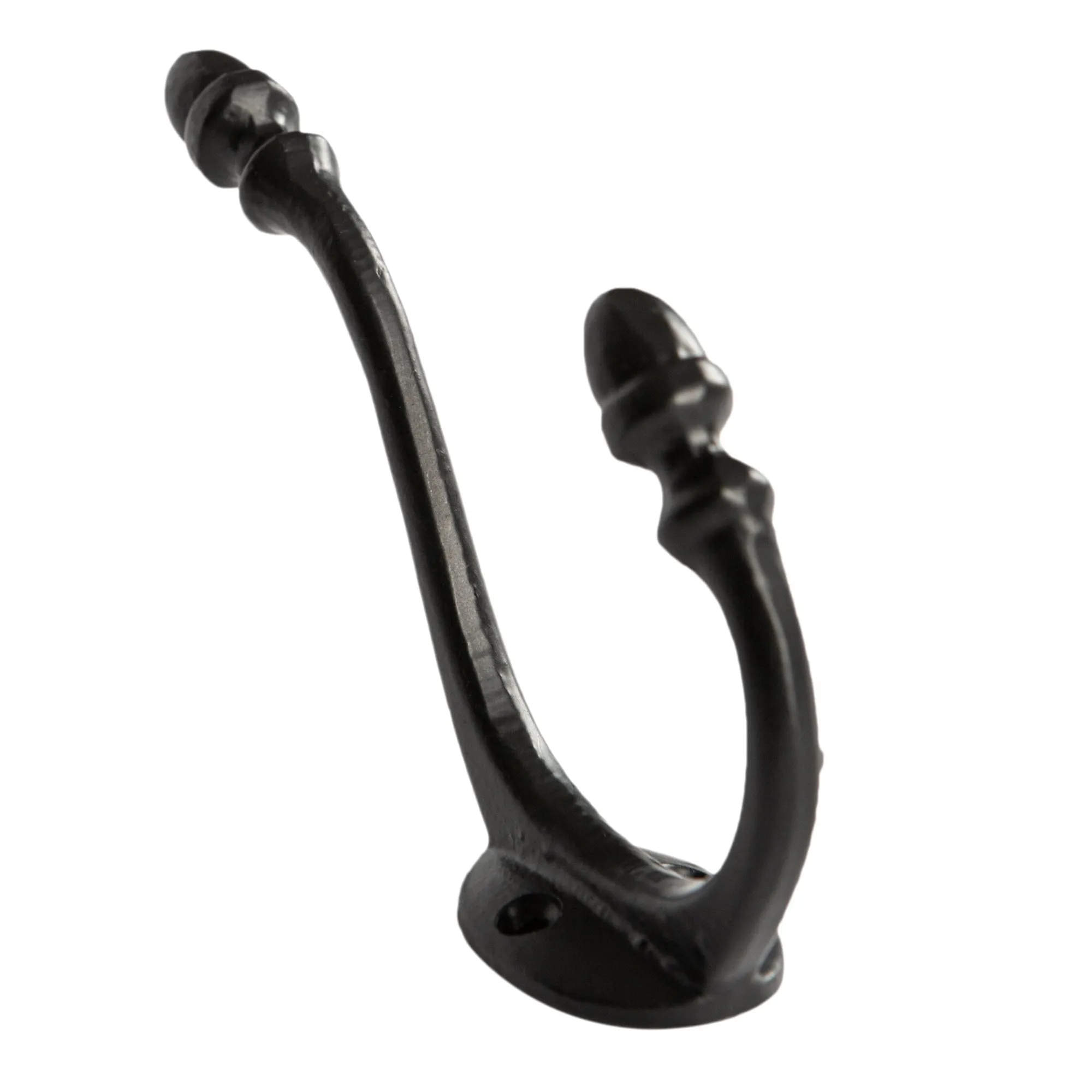 30mm x 135mm Black Antique Deco Hat & Coat Hook - By Hammer & Tongs