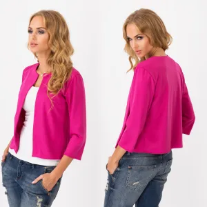 3/4 Sleeves Solid Scoop Cardigan Short Coat