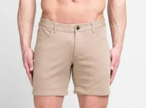 5" KNIT JEAN SHORT - DARK KHAKI