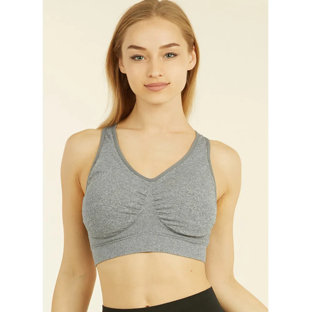 6 Women Seamless Sports Yoga Bra Crop Top Racerback Padded Assorted One Size Lot