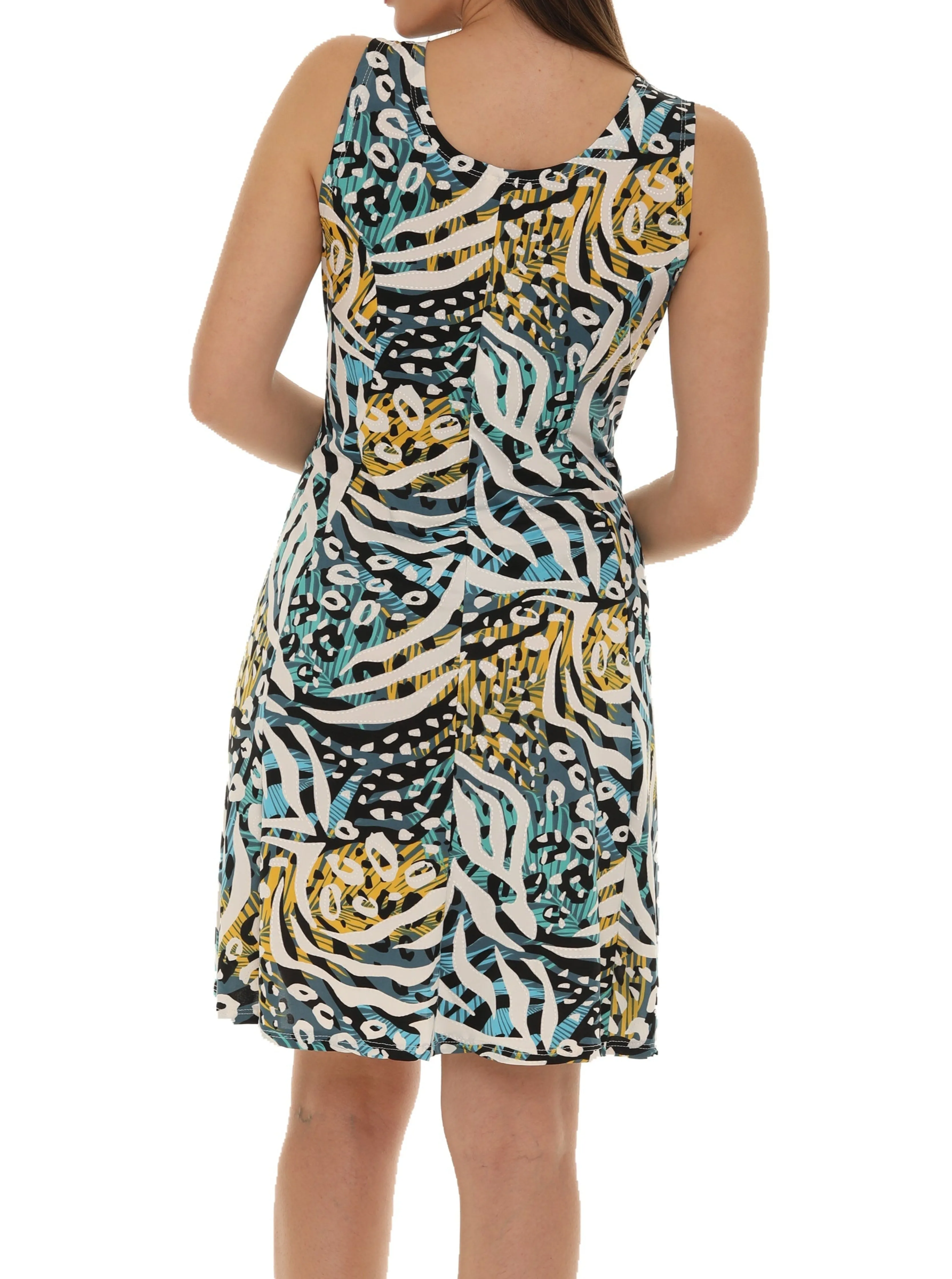 Abstract Animal Print Sleeveless A-Line Dress