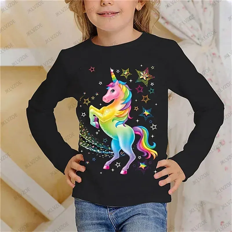 Baby Girl Unicorn Cat Animal 3D Tops