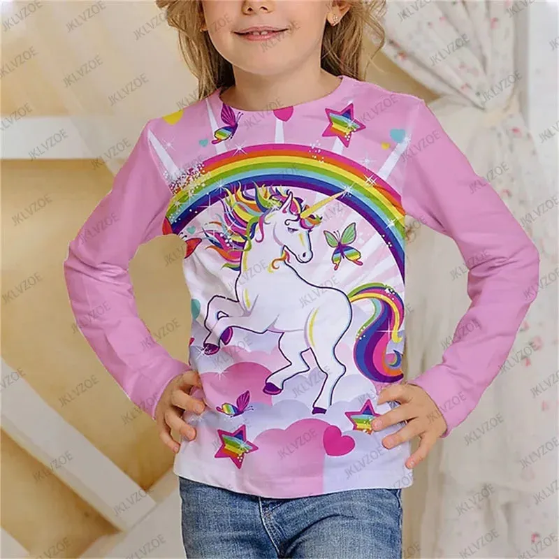 Baby Girl Unicorn Cat Animal 3D Tops