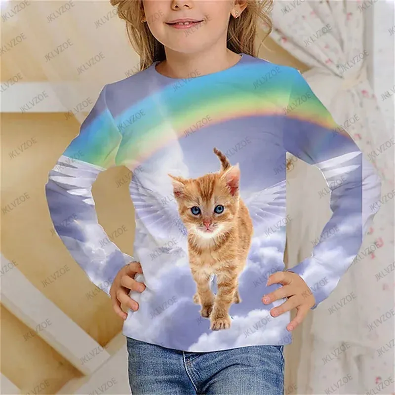 Baby Girl Unicorn Cat Animal 3D Tops