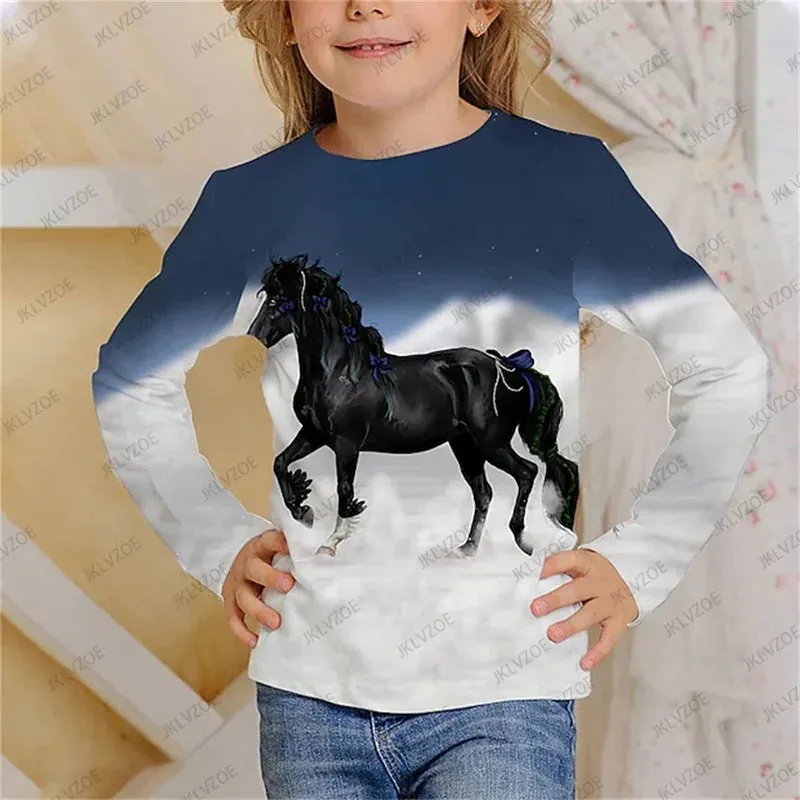 Baby Girl Unicorn Cat Animal 3D Tops