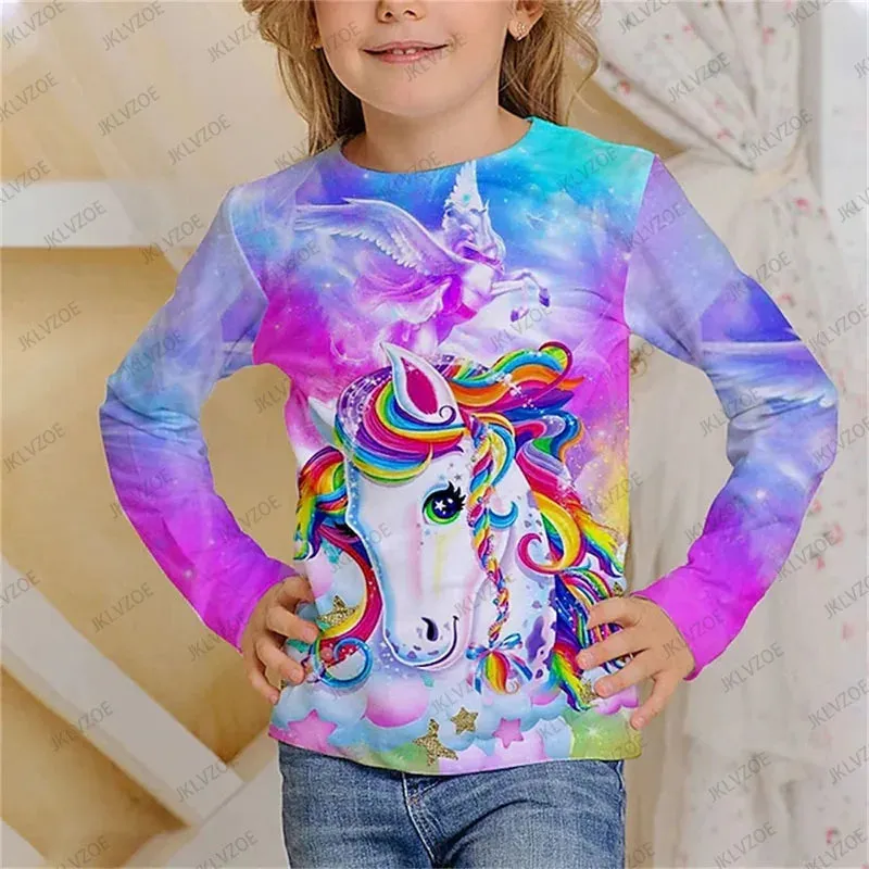 Baby Girl Unicorn Cat Animal 3D Tops
