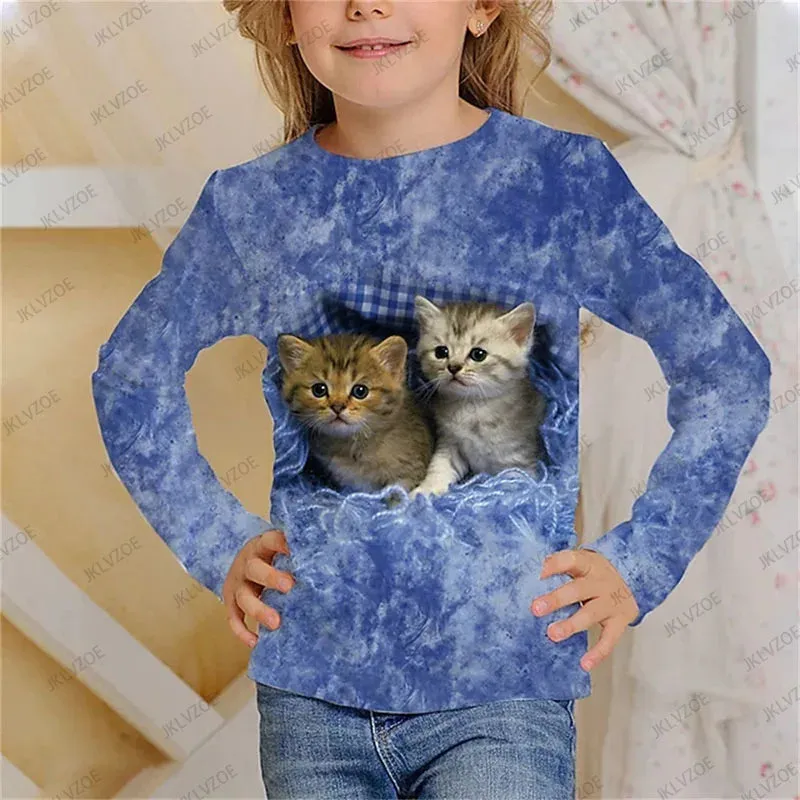 Baby Girl Unicorn Cat Animal 3D Tops