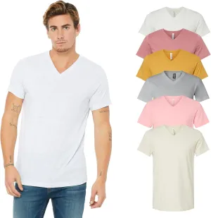 Bella Canvas Mens V-Neck T-Shirt, Unisex Short Sleeve Tee, Set of 6,XL Multicolor