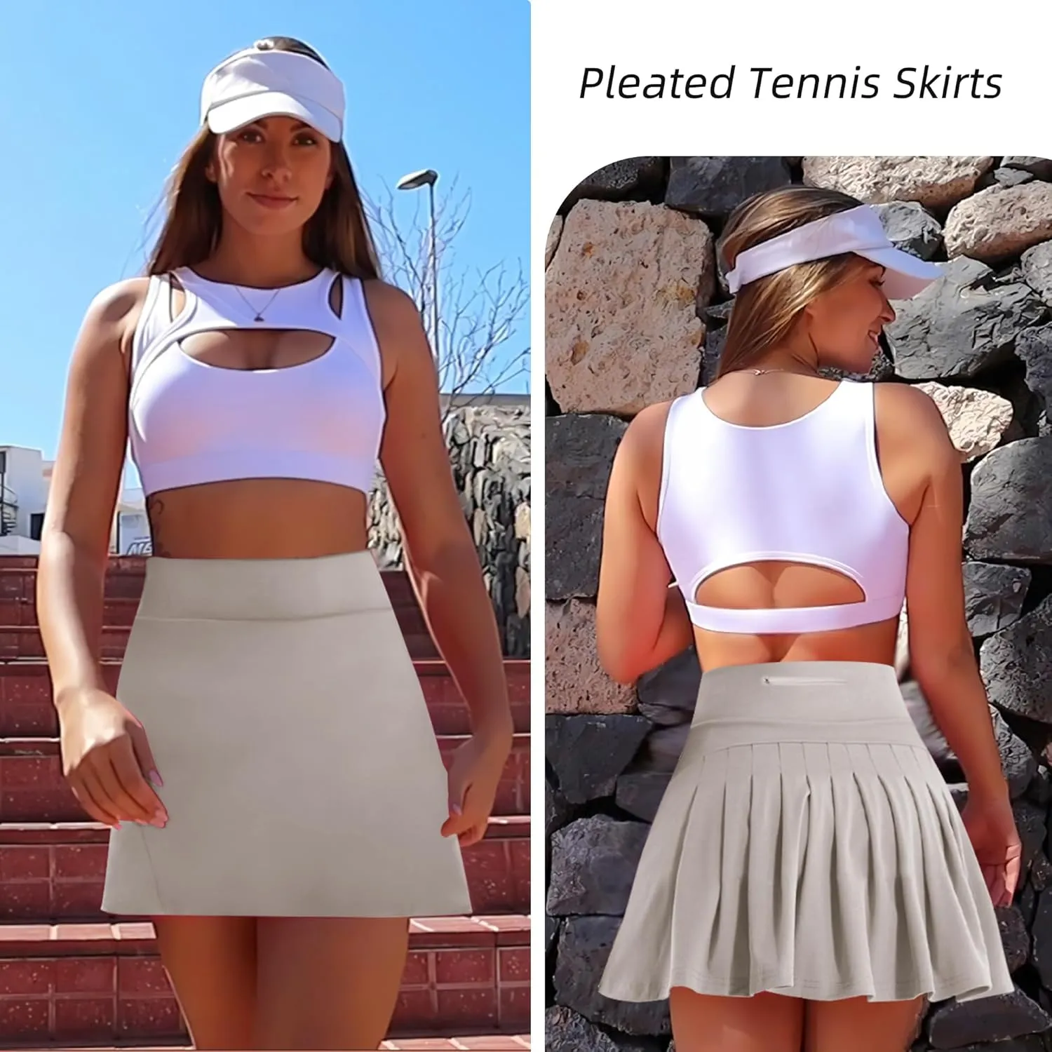 Betaven Pleated Tennis Skirts for Women with Pockets Build in Shorts Golf Skort High Waisted Athletic Running Activewear