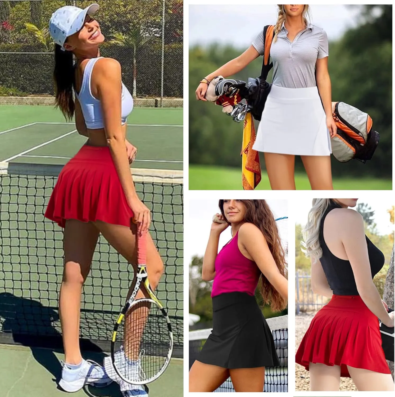 Betaven Pleated Tennis Skirts for Women with Pockets Build in Shorts Golf Skort High Waisted Athletic Running Activewear