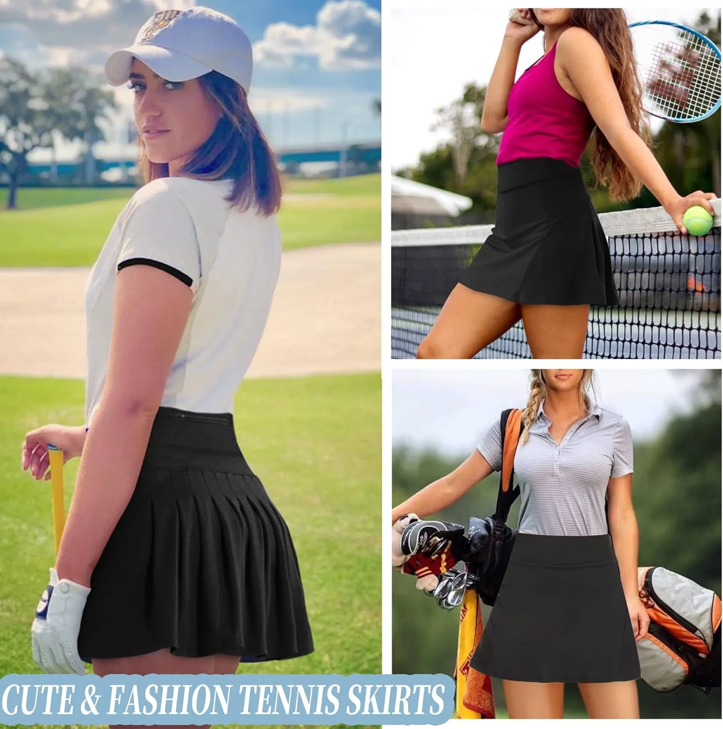 Betaven Pleated Tennis Skirts for Women with Pockets Build in Shorts Golf Skort High Waisted Athletic Running Activewear