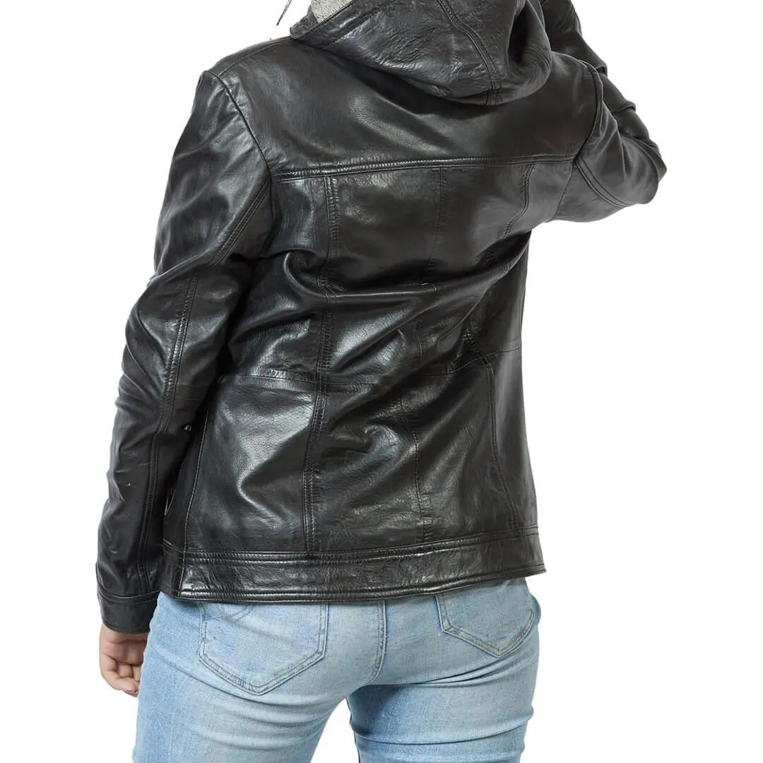 Black Biker Hooded Jacket