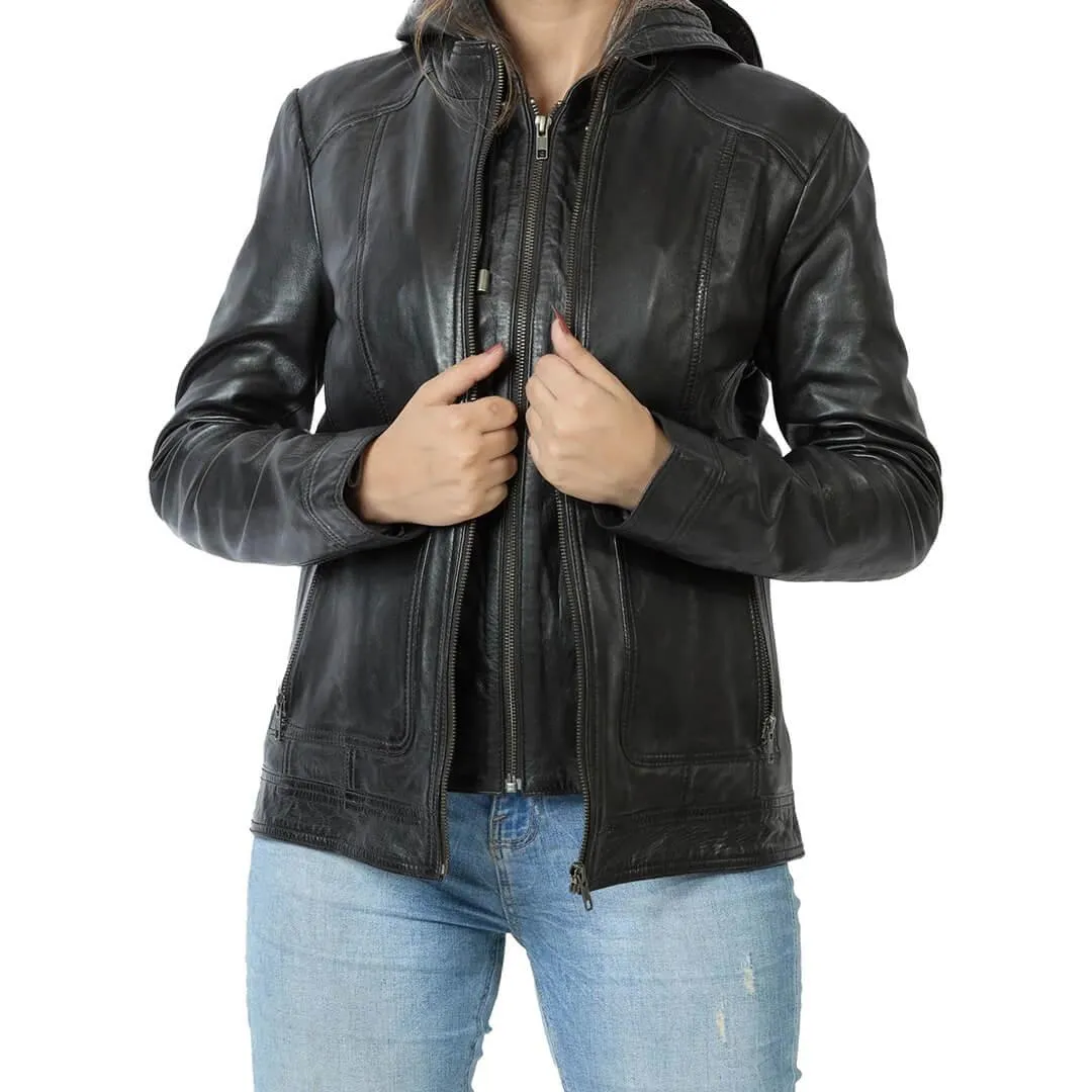 Black Biker Hooded Jacket