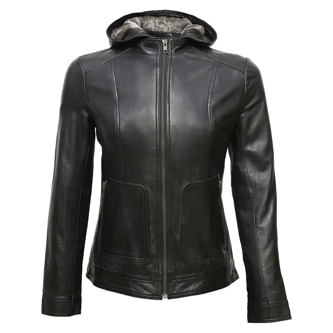 Black Biker Hooded Jacket