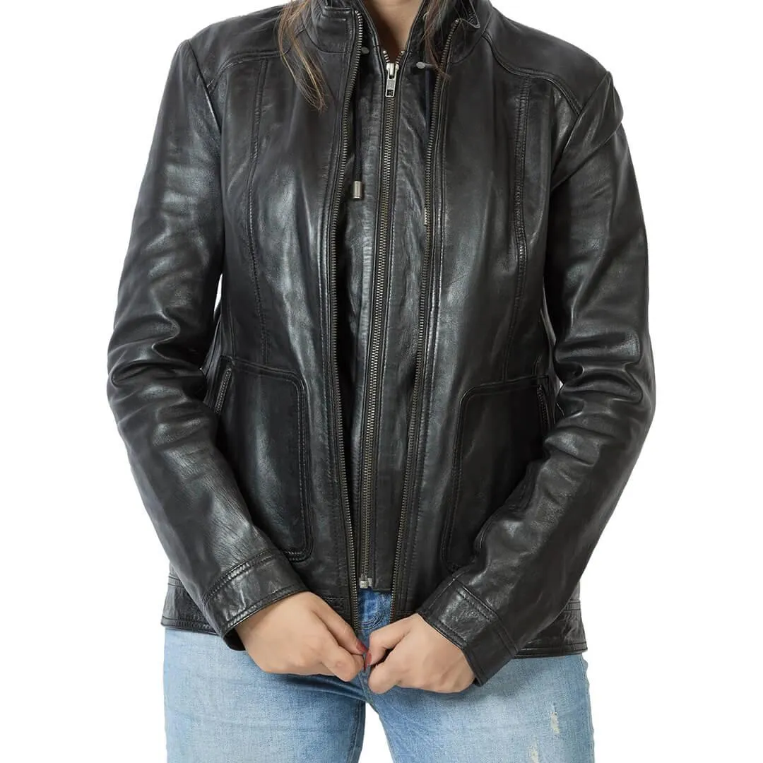 Black Biker Hooded Jacket