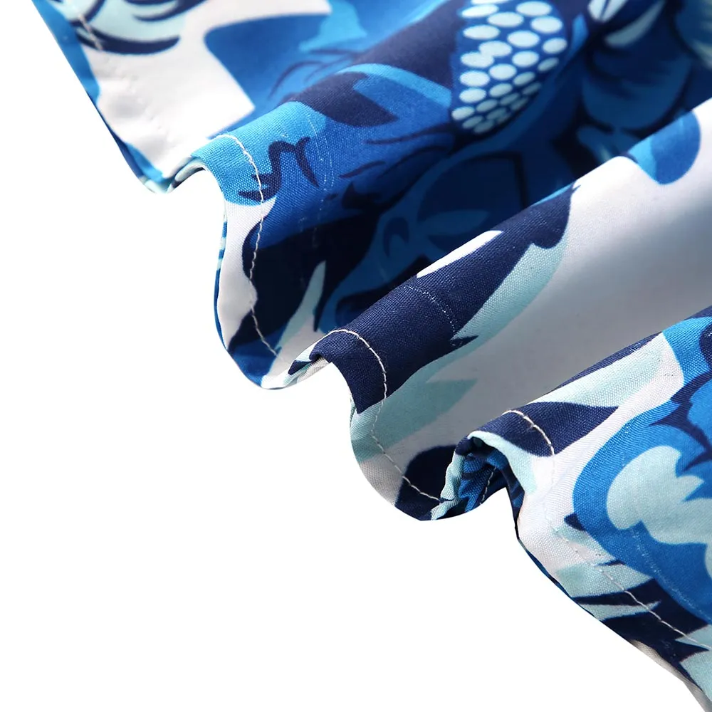 Blue Floral Print Matching Midi Family Mtching Dresses & Tshirts