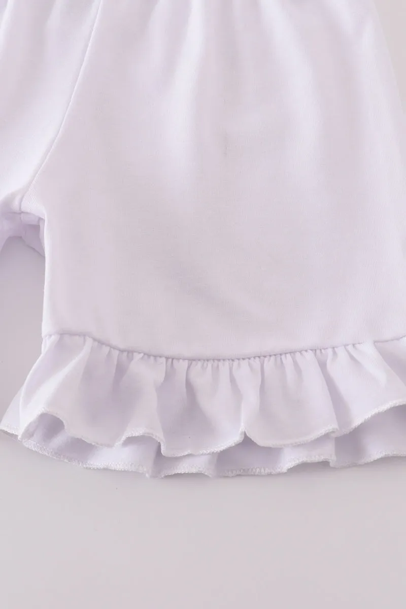 Blue stripe seersucker shorts set