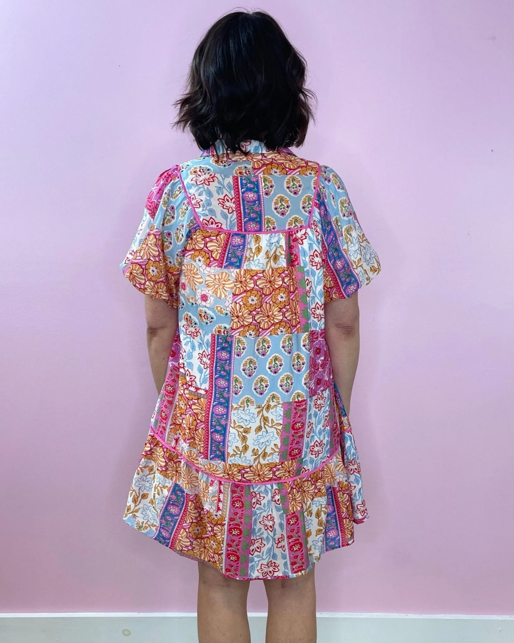Boho Bliss Patchwork Babydoll Dress