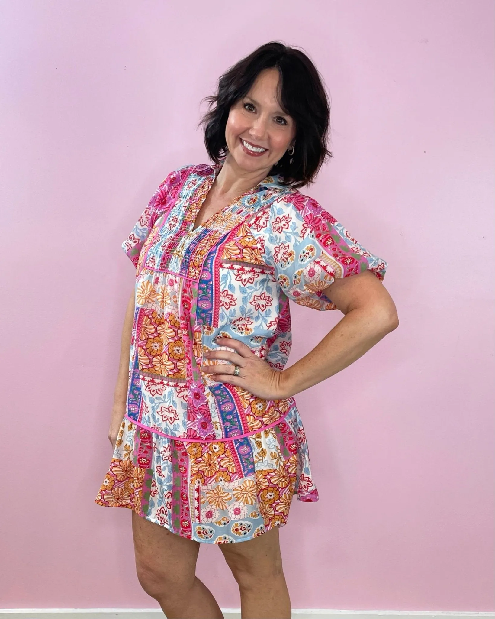Boho Bliss Patchwork Babydoll Dress