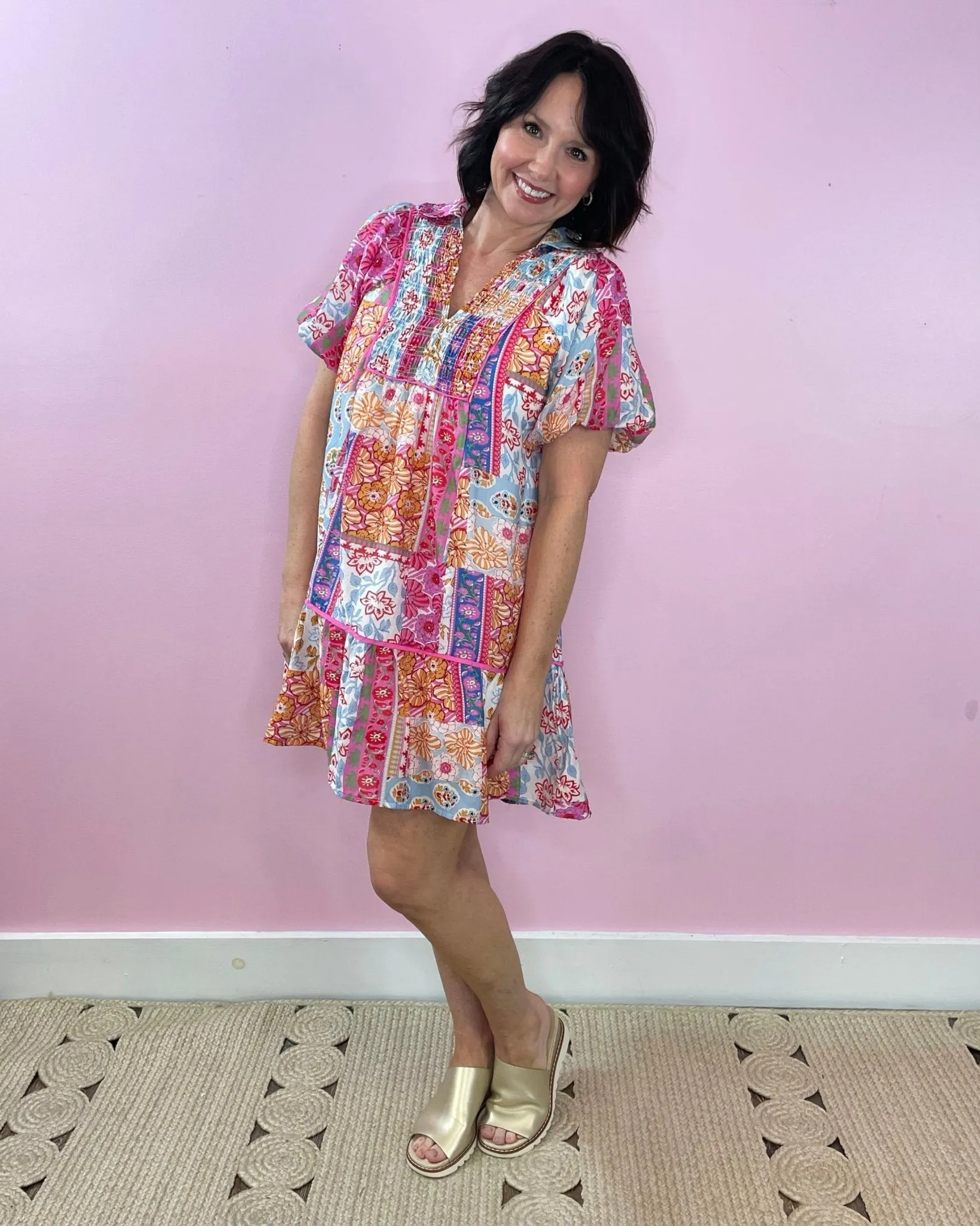 Boho Bliss Patchwork Babydoll Dress