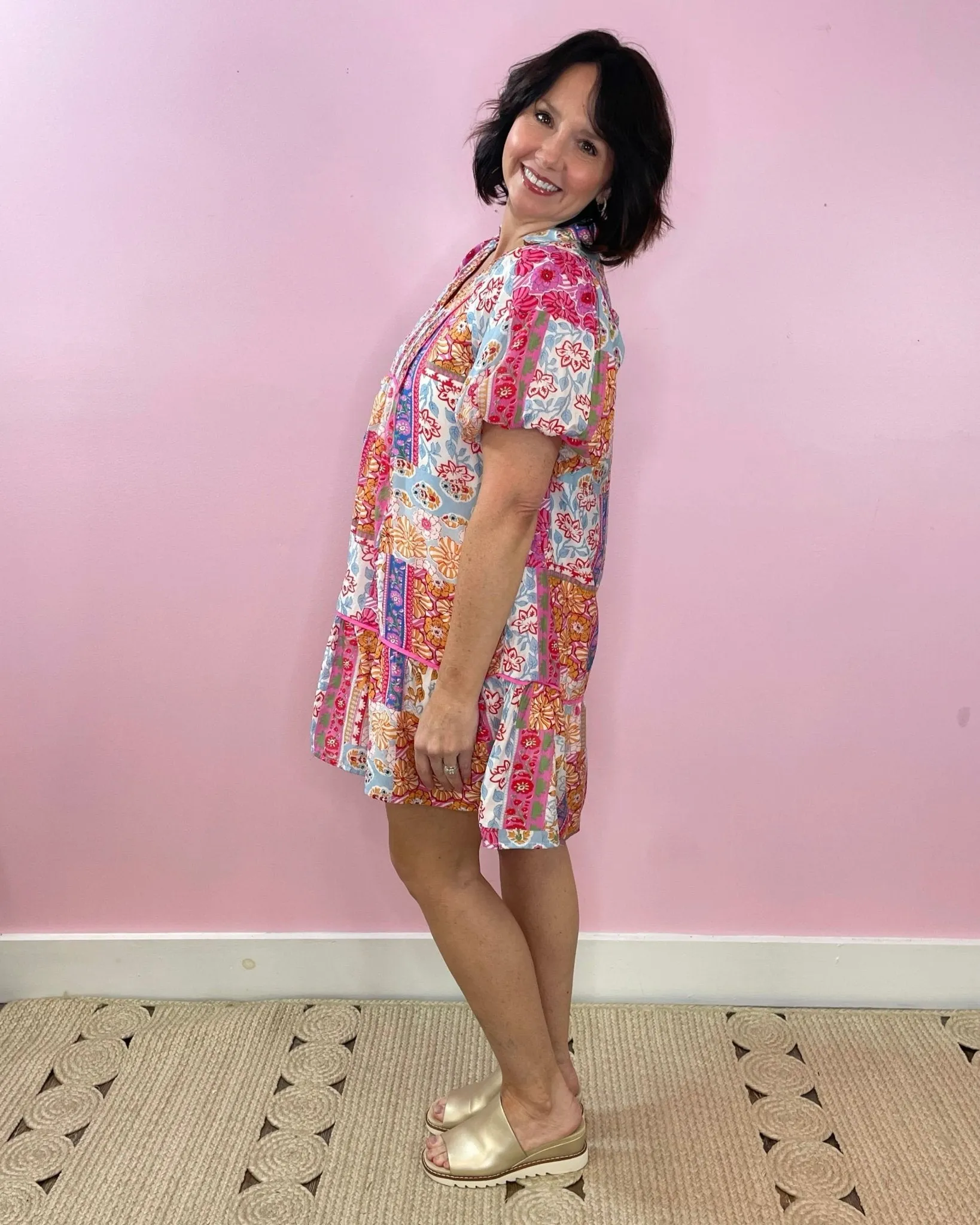 Boho Bliss Patchwork Babydoll Dress