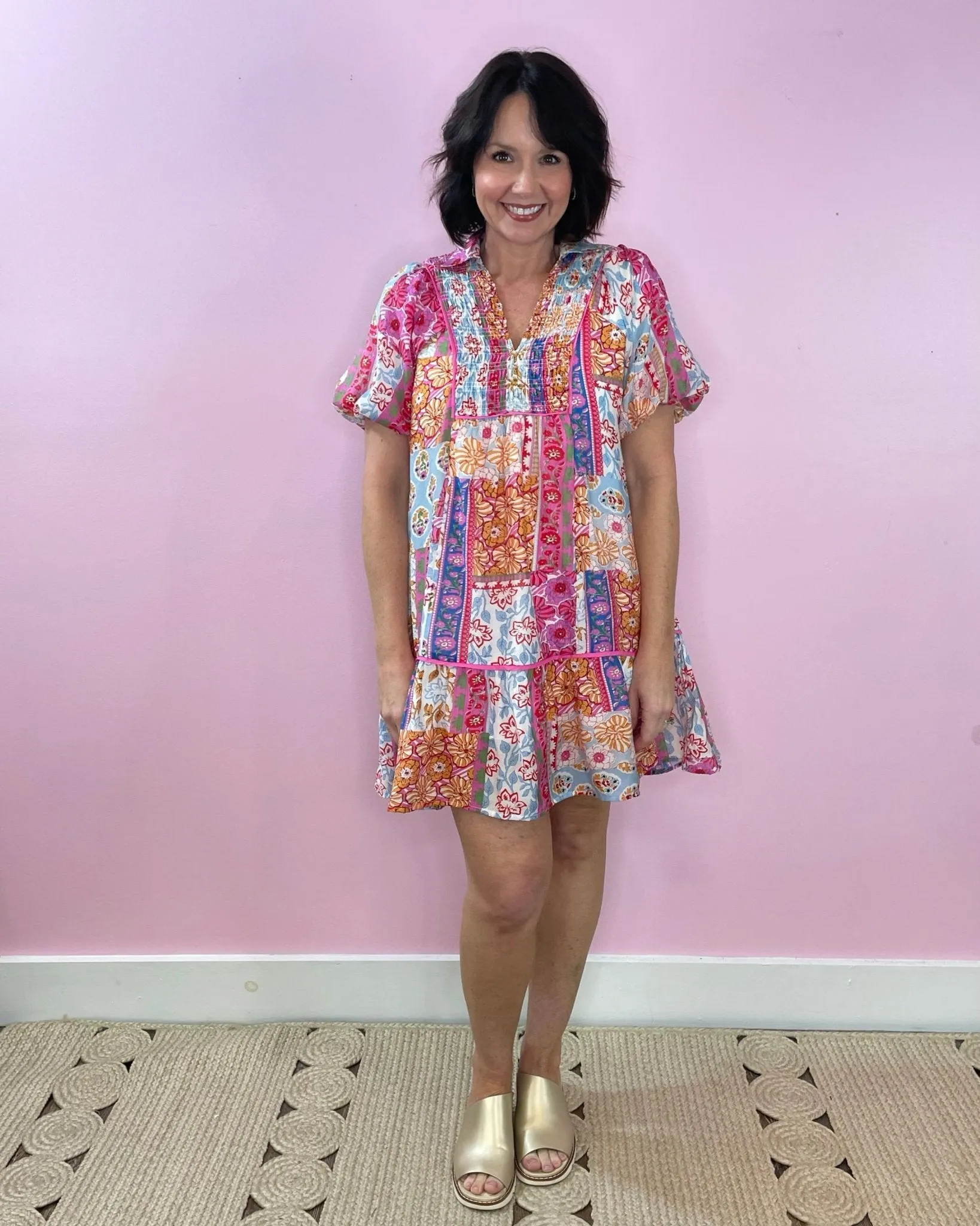 Boho Bliss Patchwork Babydoll Dress