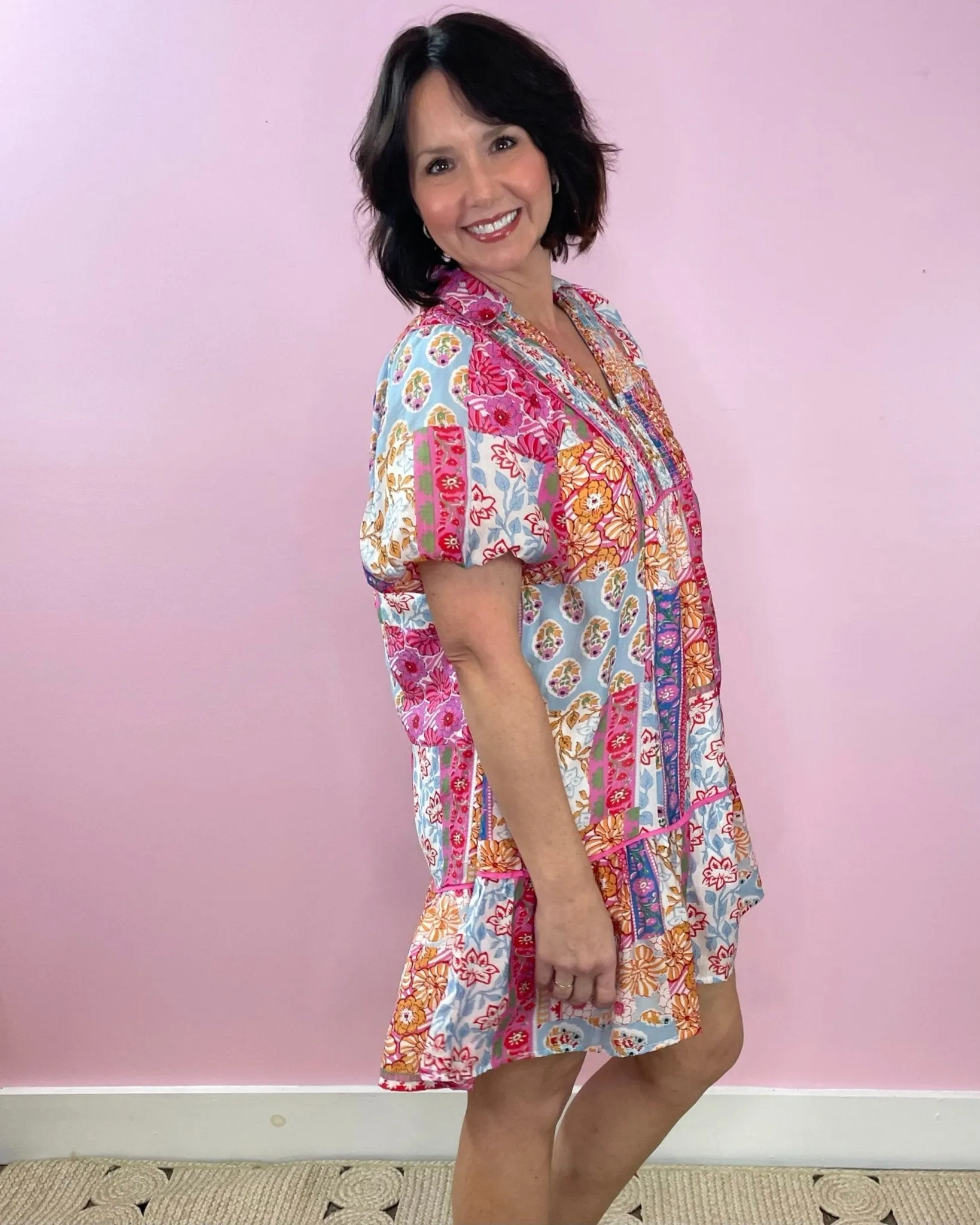 Boho Bliss Patchwork Babydoll Dress