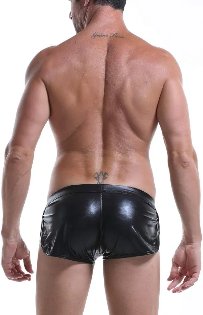 Boxers For Men Sexy Solid Color Underwear Imitation Leather Lacquer Low Rise Man's Underpants