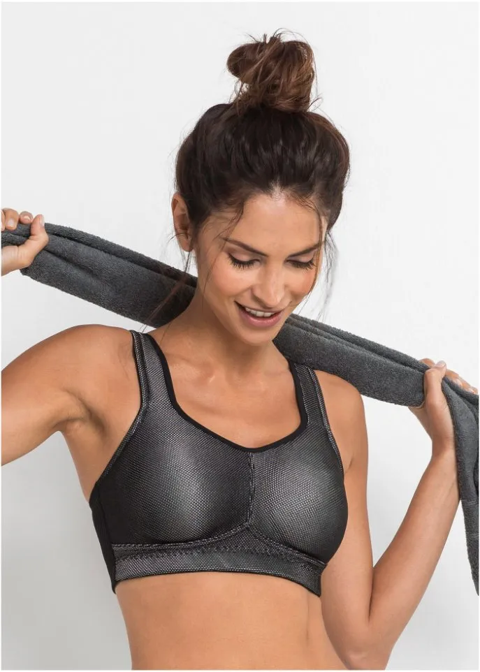 bpc bonprix collection strong support sports bra, black