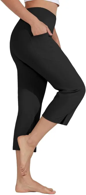 Capri Pants for Women High Waist Workout Legging with Pockets Tummy Control Leggings Crop Straight Yoga Pant
