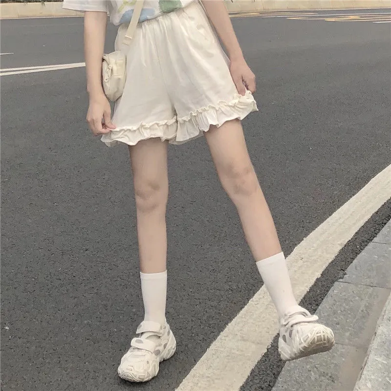 Casual High Waist Elastic Ruffles Shorts