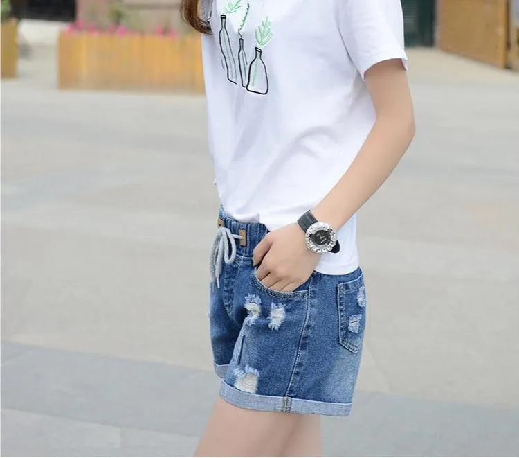 CASUAL MID WAIST DENIM SHORTS