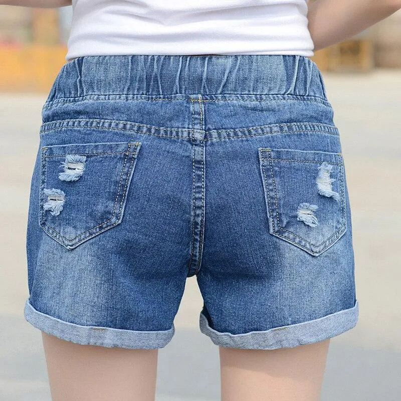 CASUAL MID WAIST DENIM SHORTS