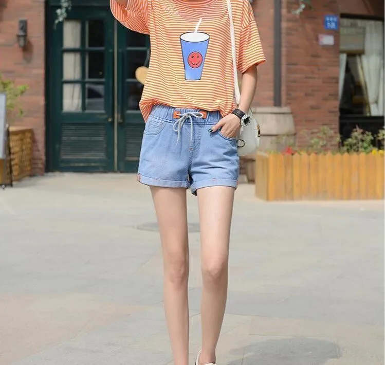 CASUAL MID WAIST DENIM SHORTS