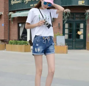CASUAL MID WAIST DENIM SHORTS