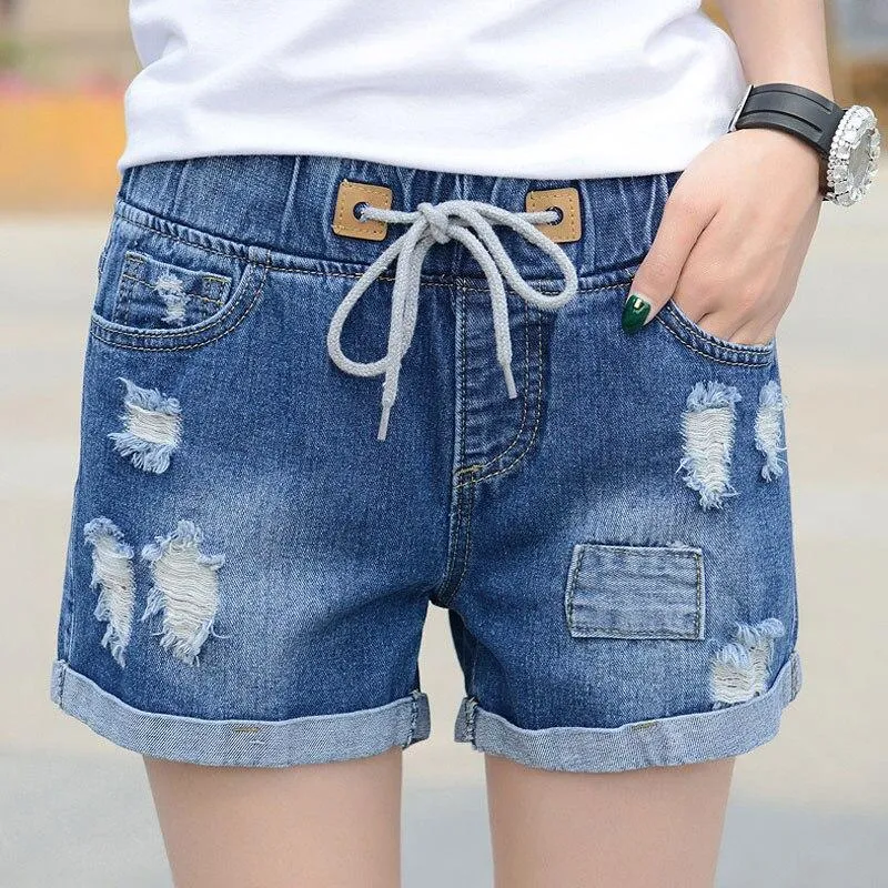 CASUAL MID WAIST DENIM SHORTS