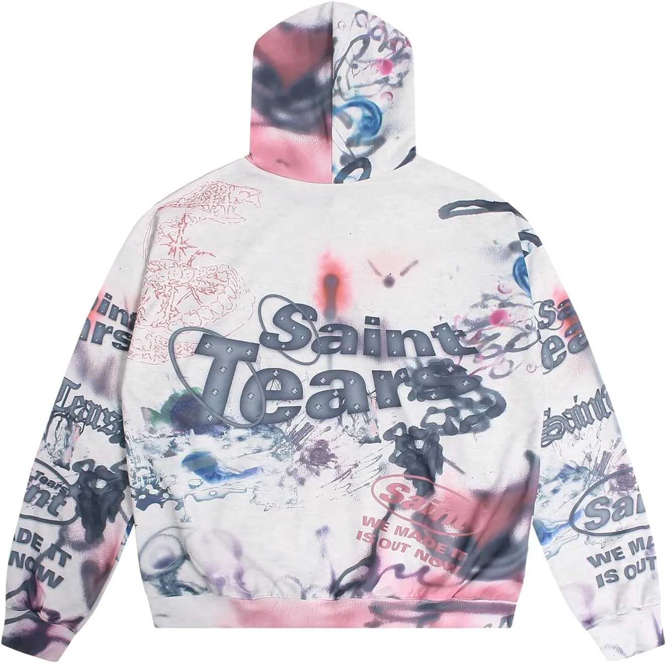 Chainsaw Man Men's Hoodies Gothic Graffiti Graphic Athletic Sportswear Cotton Oversized Pullover Hooded Sweatshirt