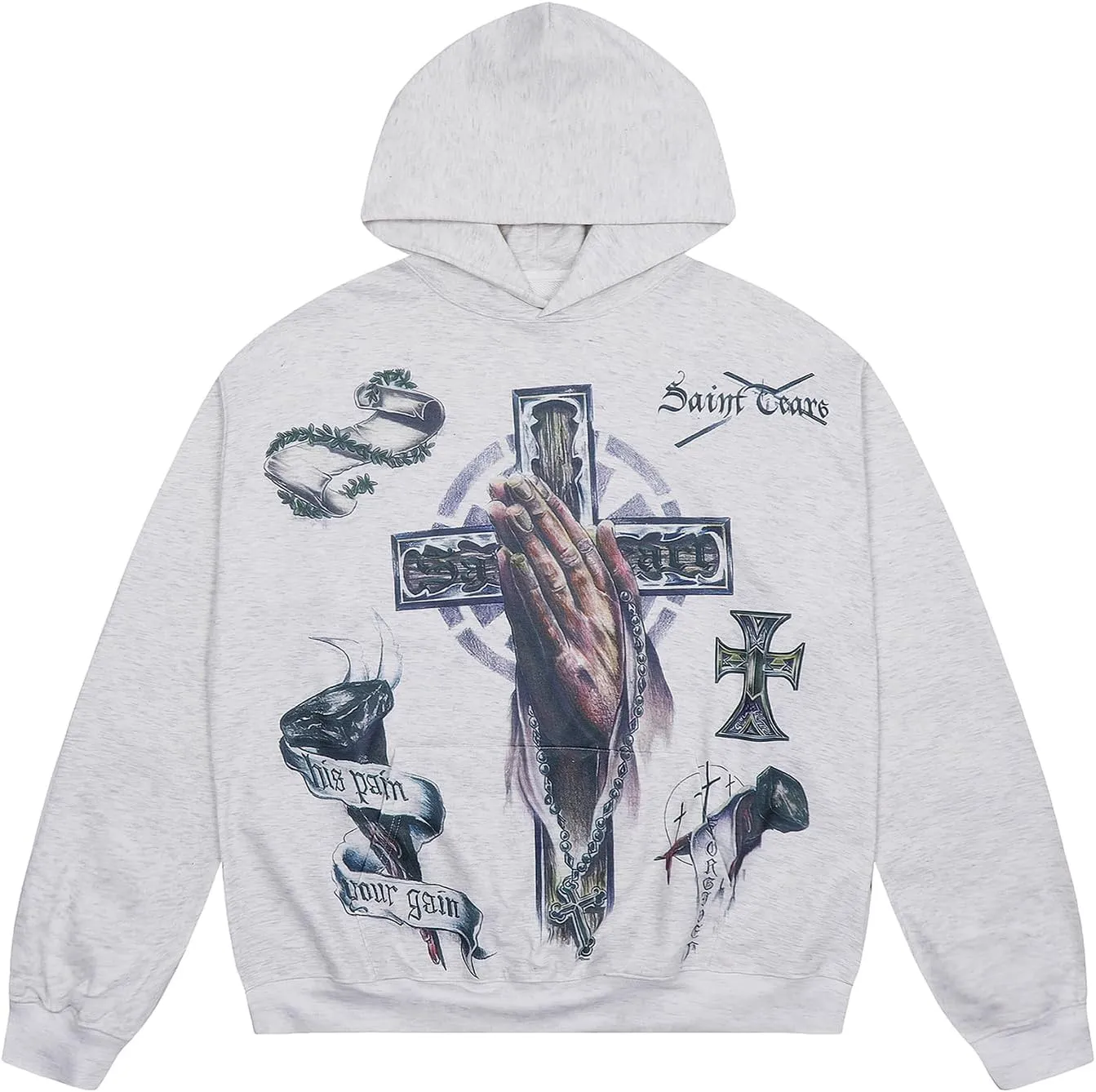 Chainsaw Man Men's Hoodies Gothic Graffiti Graphic Athletic Sportswear Cotton Oversized Pullover Hooded Sweatshirt