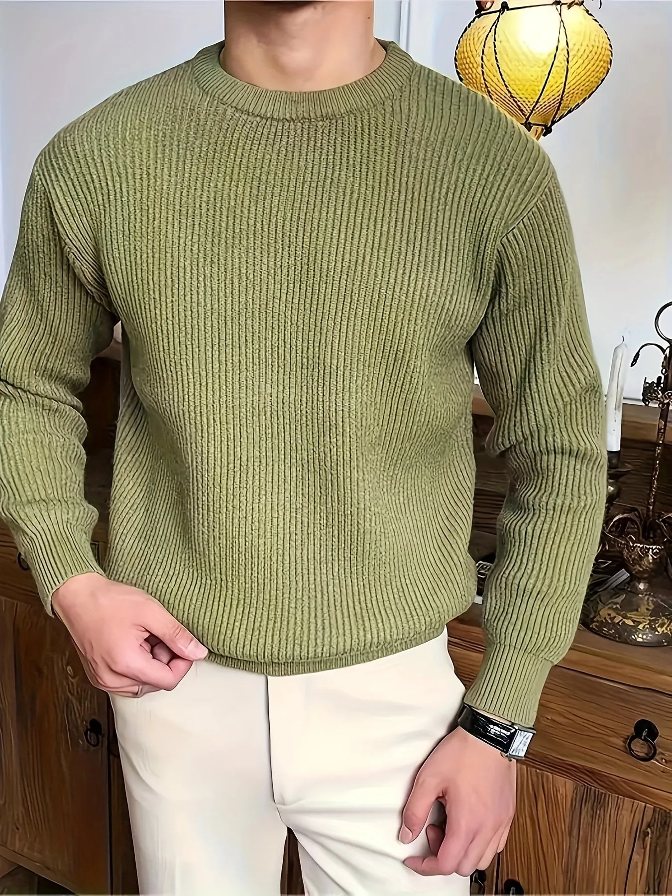 ChicMy-Fall Outfits Plus Size Men's Solid Textured Sweater Fashion Casual Knit Pullover For Spring Fall Winter, Men's Clothing