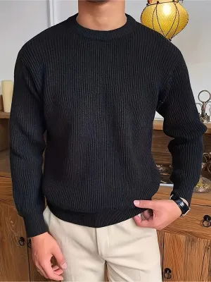 ChicMy-Fall Outfits Plus Size Men's Solid Textured Sweater Fashion Casual Knit Pullover For Spring Fall Winter, Men's Clothing